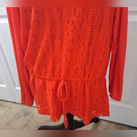 Style & Co Cherry Ted Crocheted Tunic With Tab Sleeves    Size XL - Picture 5 of 9
